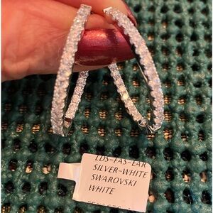 Designs by Yagi Sterling Silver Swarovski Crystal Inside Out Hoop Earrings
